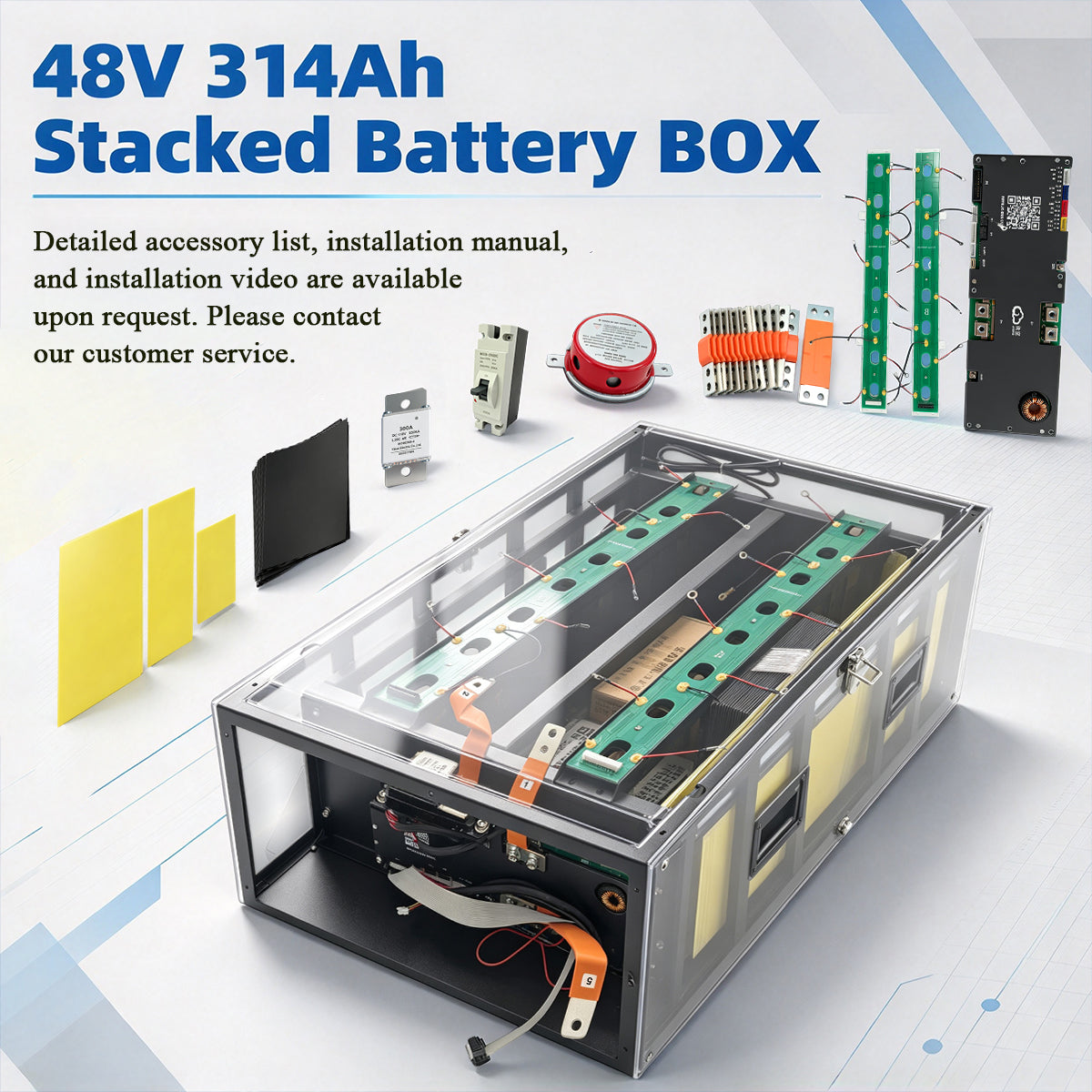 YIXIANG V3 Transparent DIY Box Stacked Battery Box Kit With JK 200A BMS (US Stock shipping time:3-7 Days)