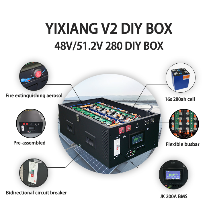 YIXIANG Pre-assembled Stacked V19 BMS DIY Lithium Battery Box Kit(US Stock Estimated shipping time: Mar 10th)+16PCS EVE 314AH Brand New Grade A Lifepo4 Battery Cell(China Stock Shipping time 25~35 days )