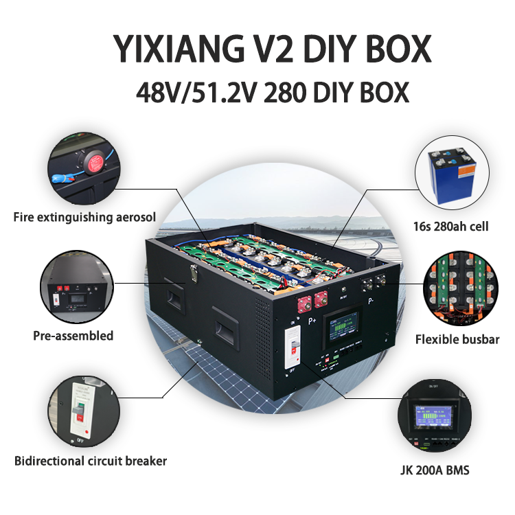 YIXIANG EU STOCK 48V LiFePO4 Battery Case JK 200A V19 BMS 16S 15kwh DIY Kit Battery Box