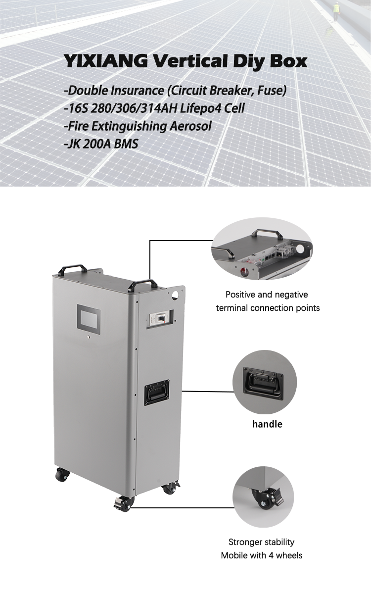 China New Vertical Box Customized 16pcs 48V 280Ah 314Ah With JK 200A BMS Diy Kit Lifepo4 Solar Energy Storage Battery